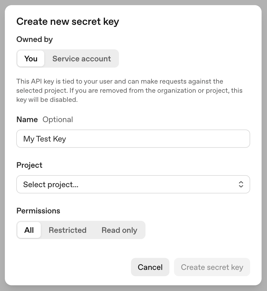 Create secret key