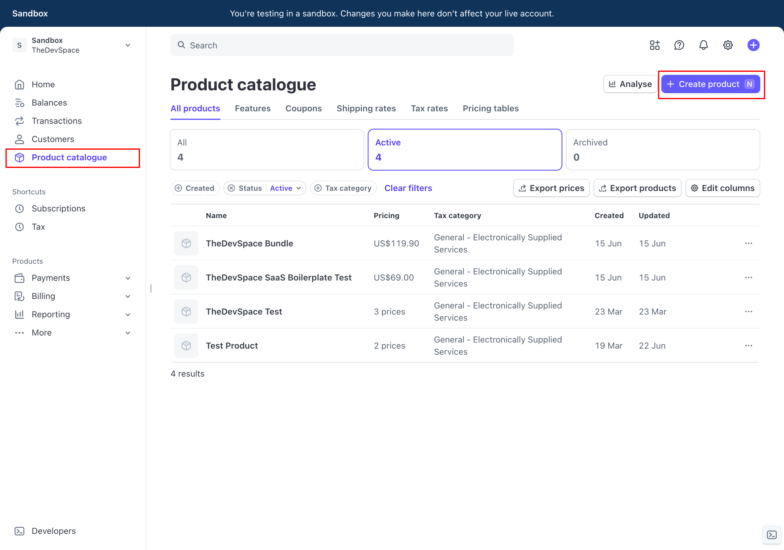 Stripe Create New Product