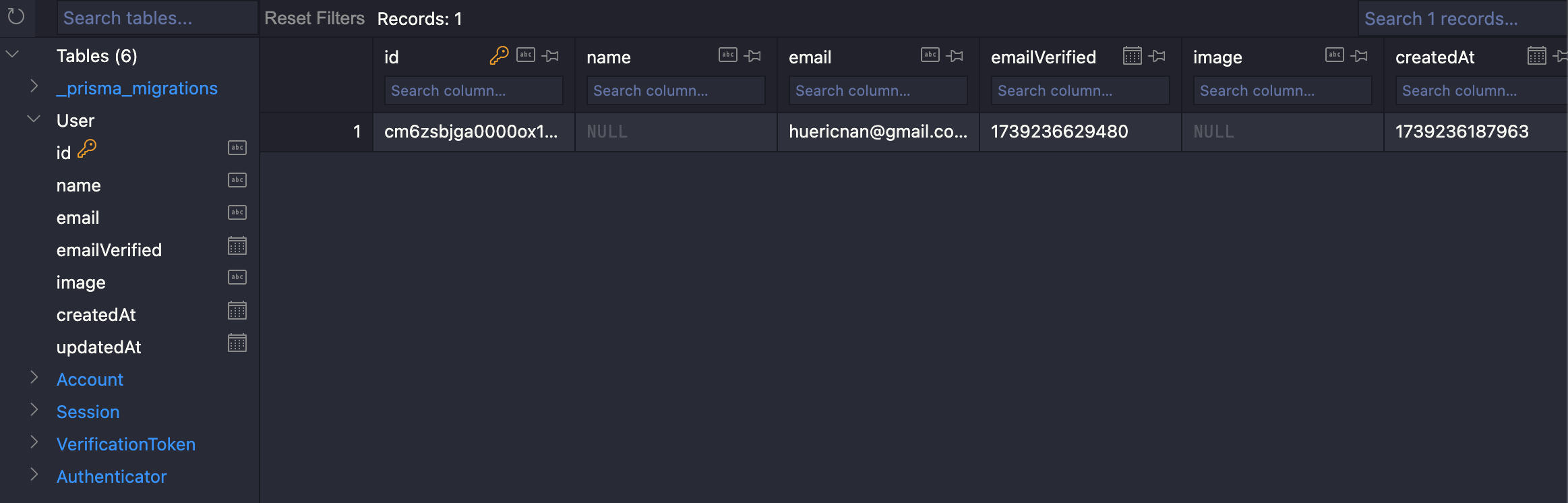 New user created