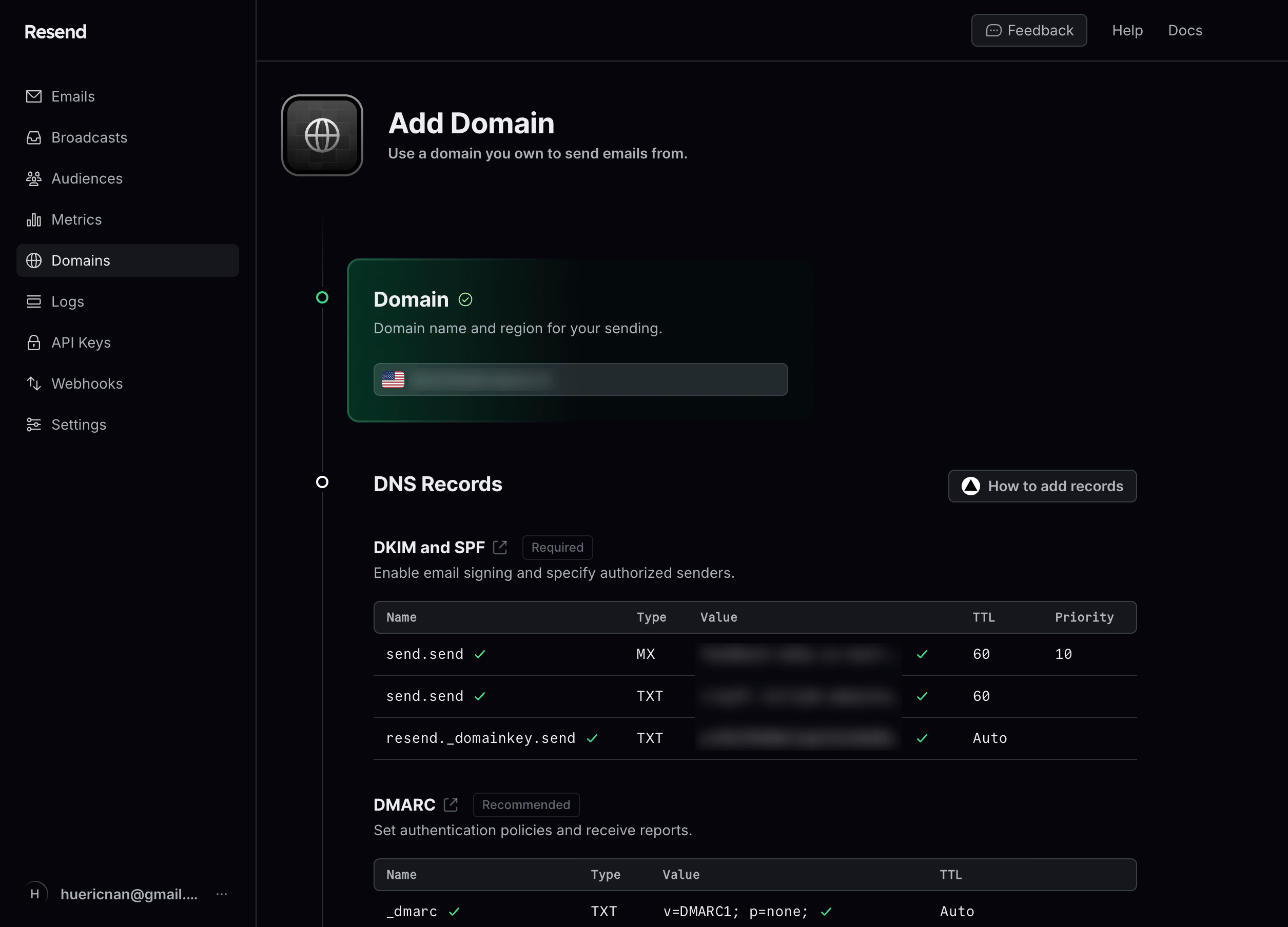 Resend Add Domain
