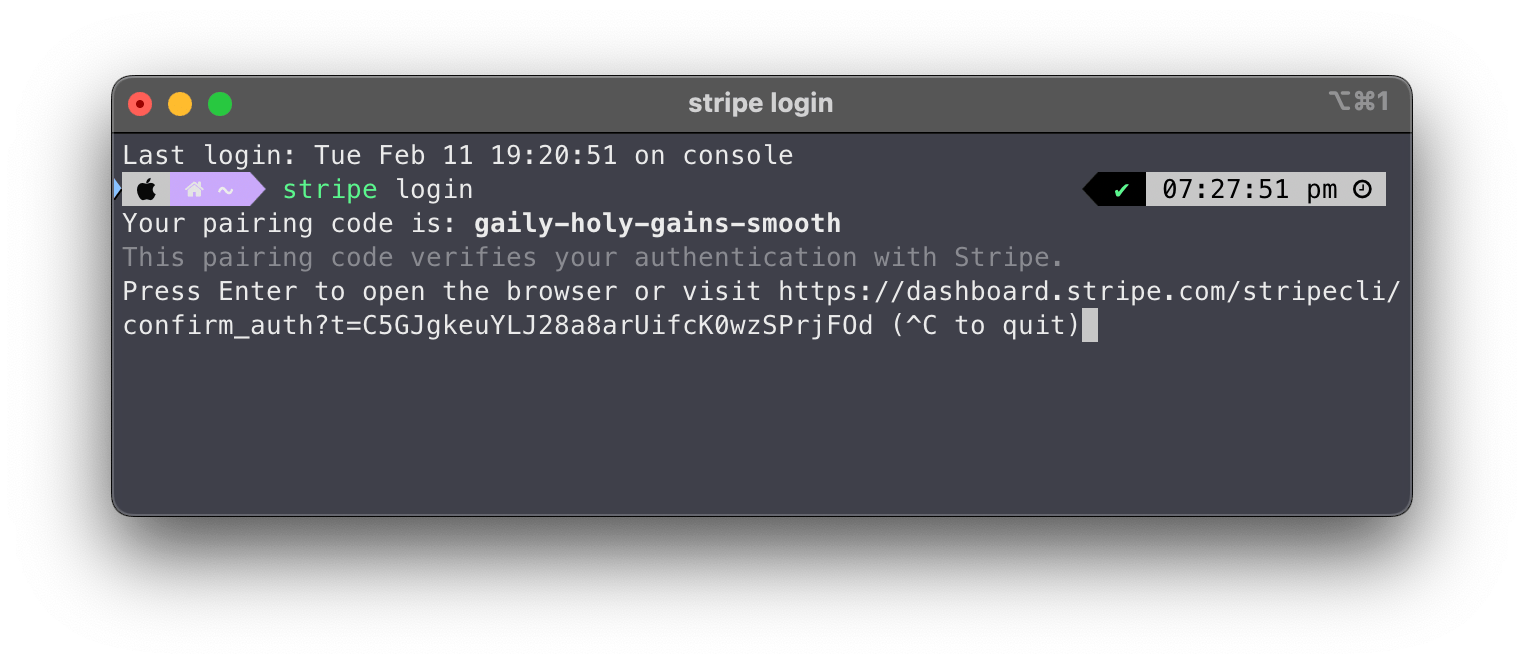 Stripe CLI login