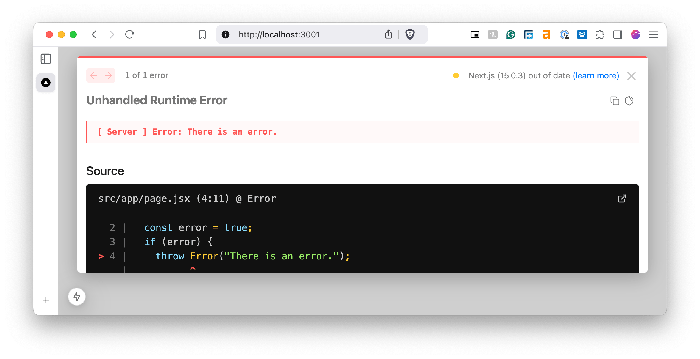 Without the error page