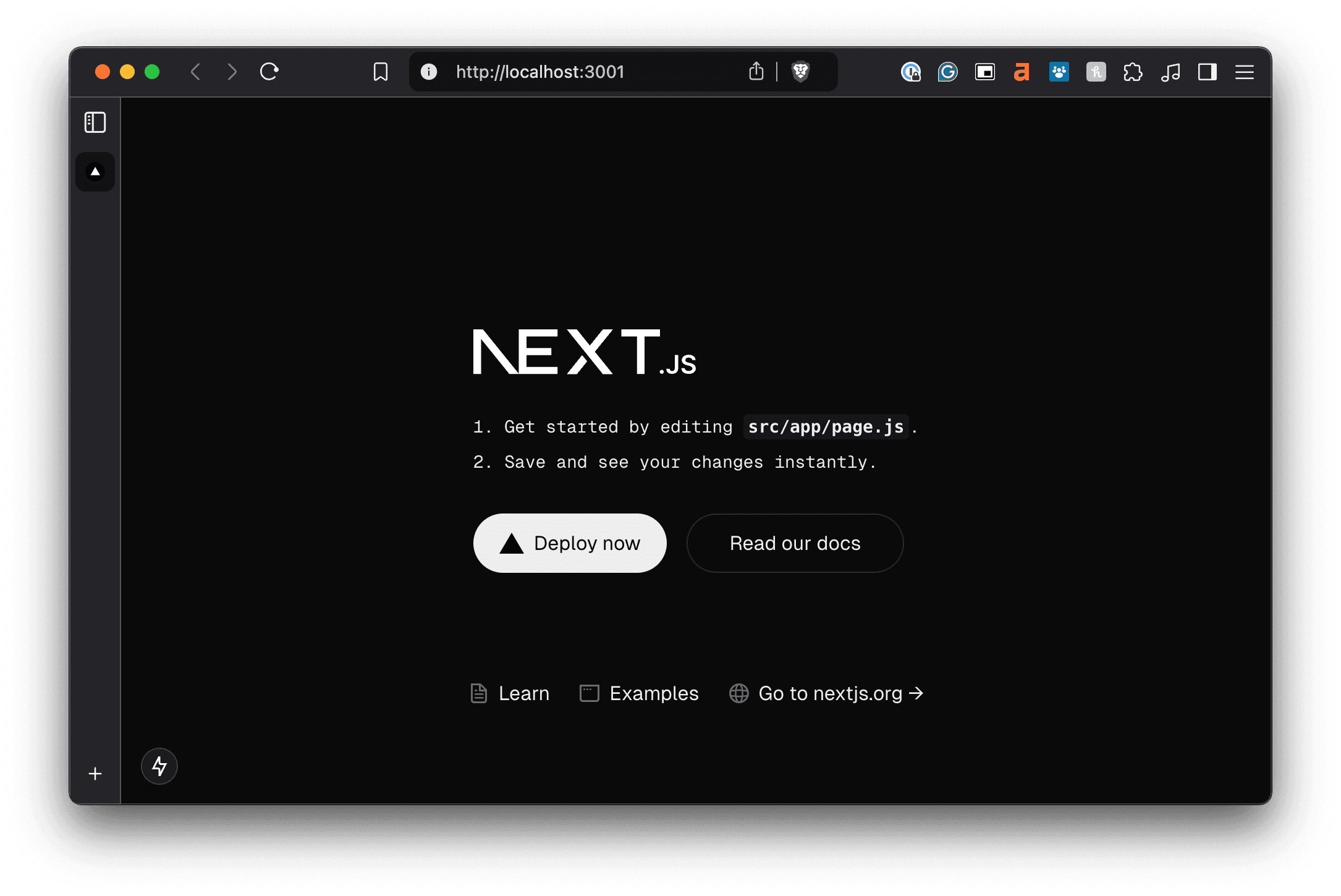 Next.js start page