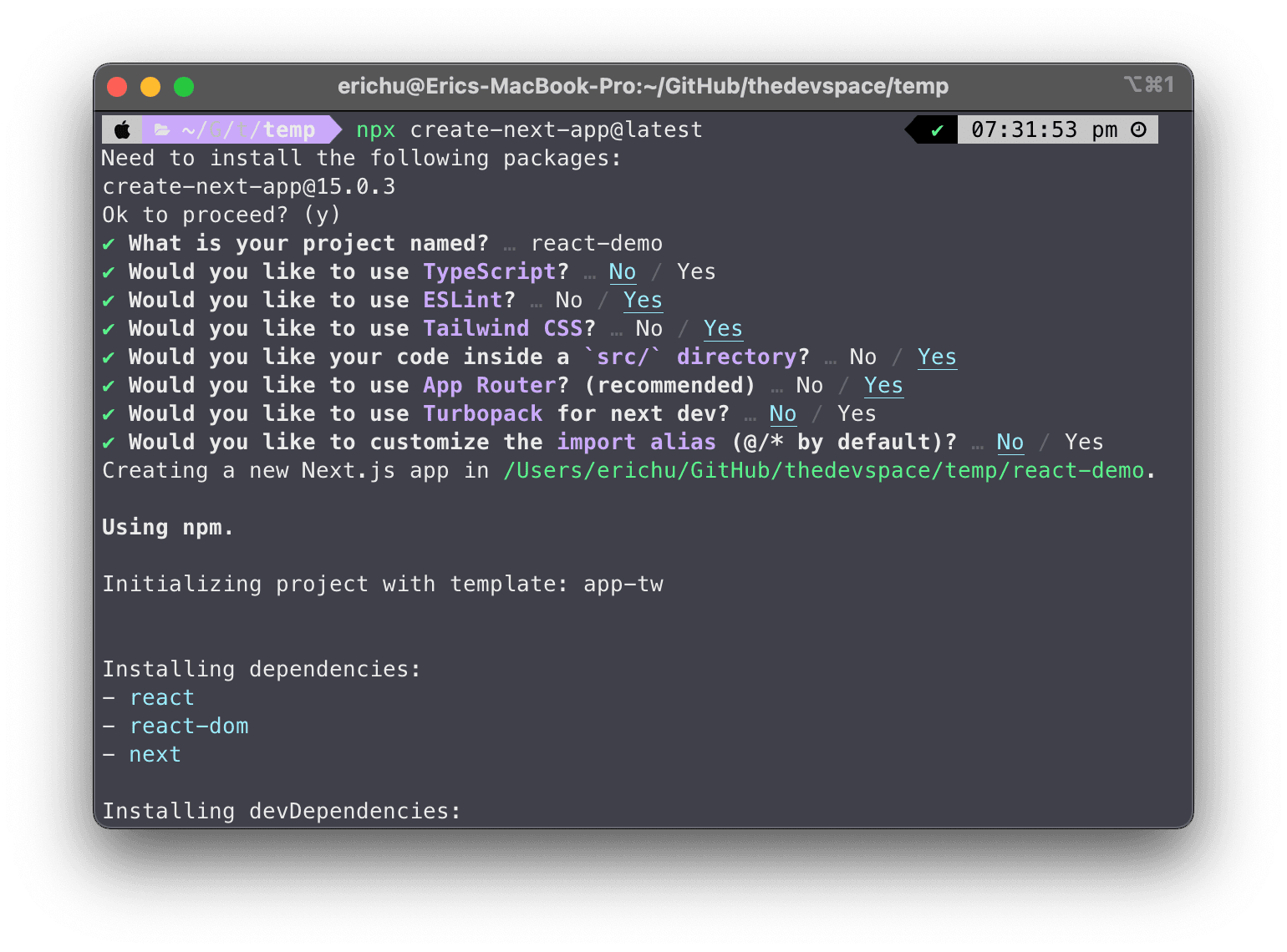 Next.js initialization