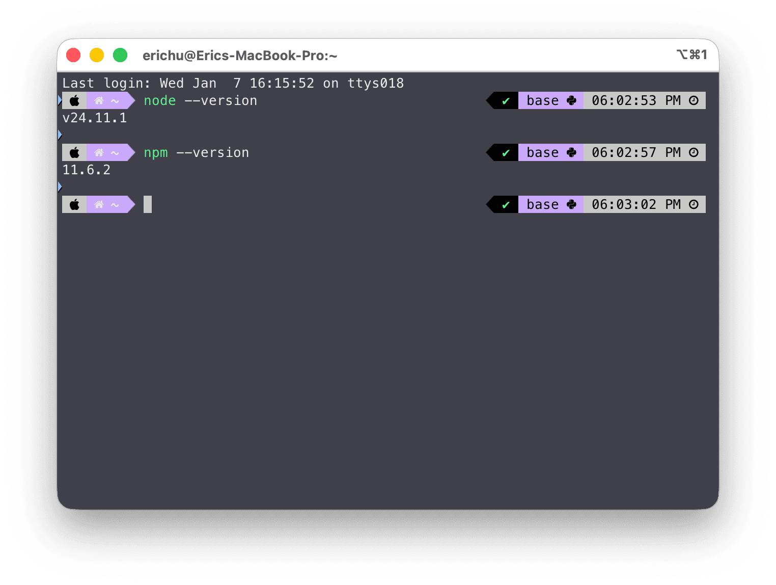 verify node and npm installations