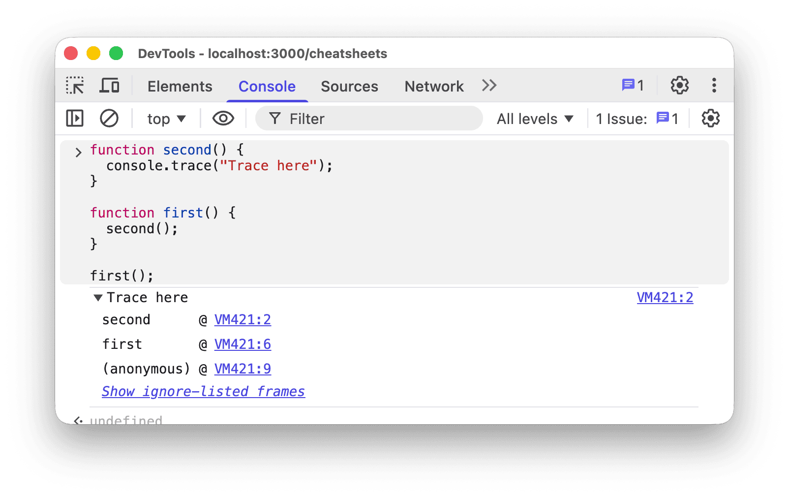console.trace