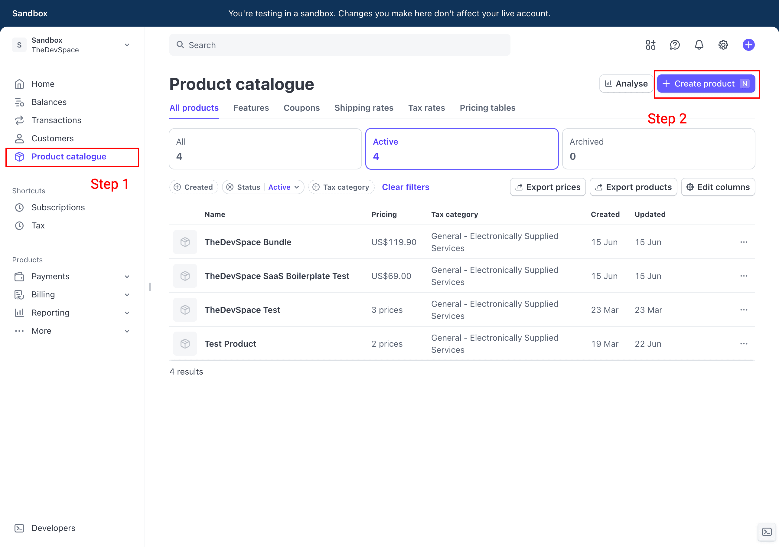 Stripe Create New Product